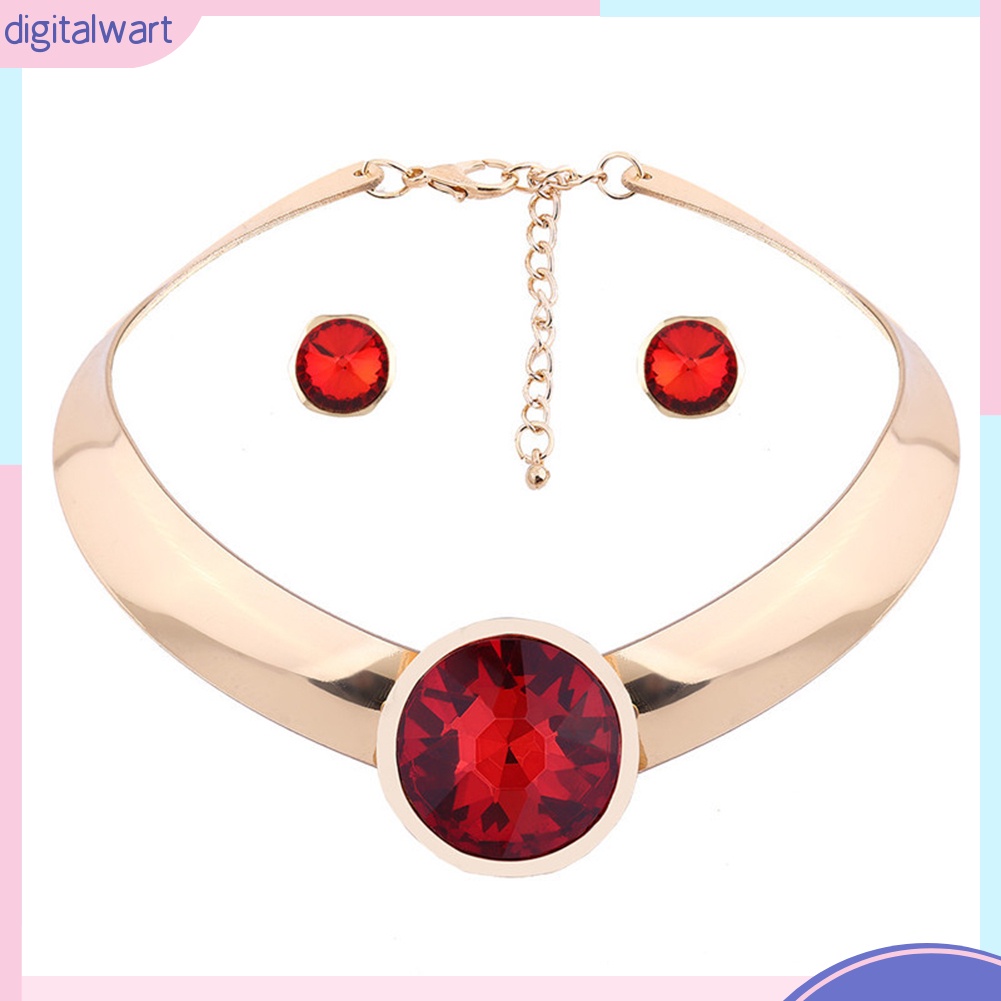 Bộ Dây Chuyền + Bông Tai Đính Đá Zircon Thời Trang Cho Nữ