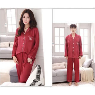 Đồ ngủ Pijama đôi nam nữ Lụa cao cấp mầu đỏ ( có ảnh thật + clip )