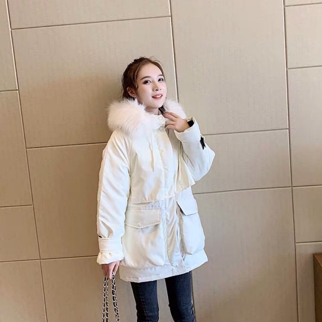 Áo phao dáng parka cổ lông