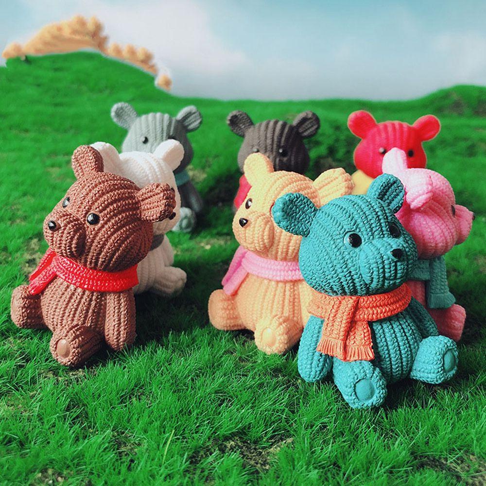 YIYU Tượng Gấu Bằng Nhựa PVC Trang Trí Nhà Búp Bê