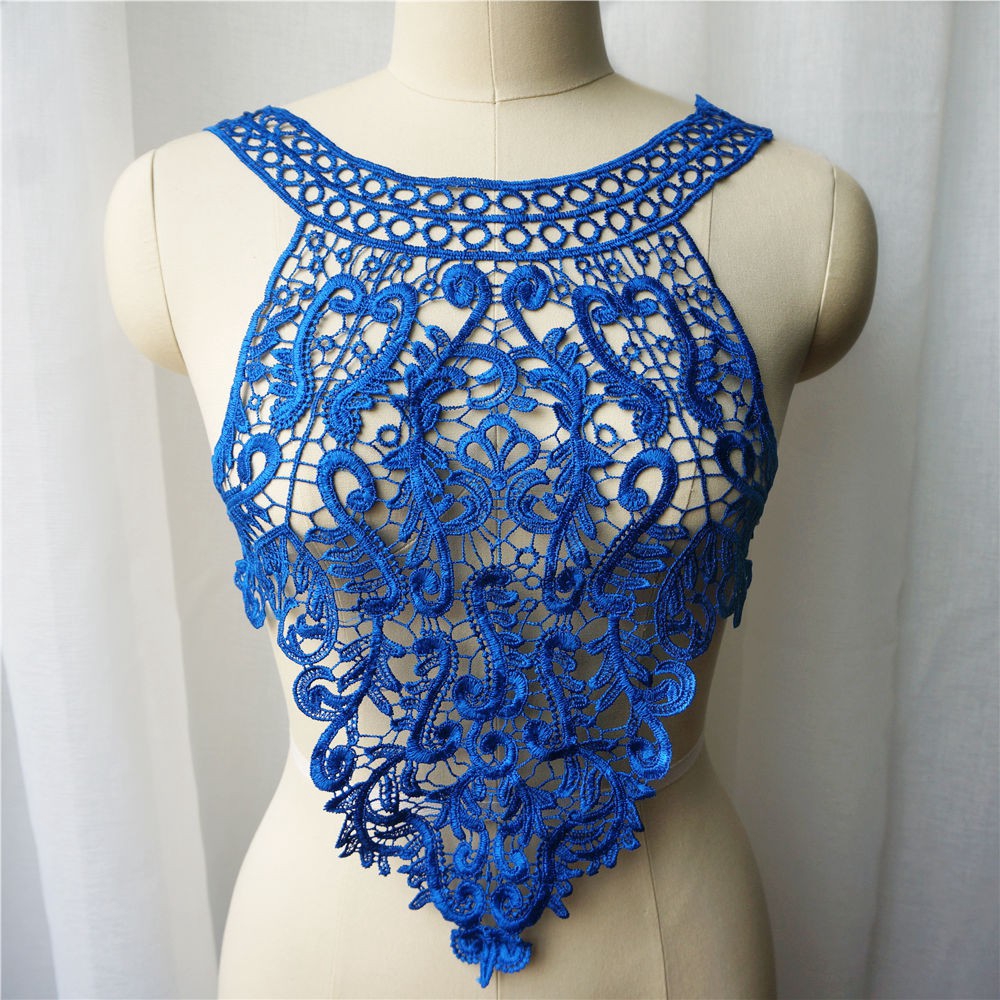 Vải Ren Thêu Hoa May Cổ Áo Cho Cô Dâu