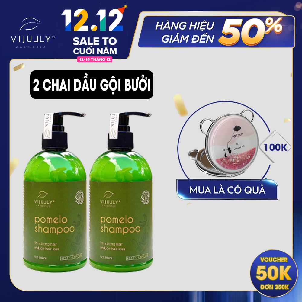 Combo 2 chai Dầu Gội Pomelo Shampo, Dầu gội Bưởi Giúp Ngăn Gãy Rụng & Làm Dày Tóc Dành Cho Da Đầu Nhờn 280ml