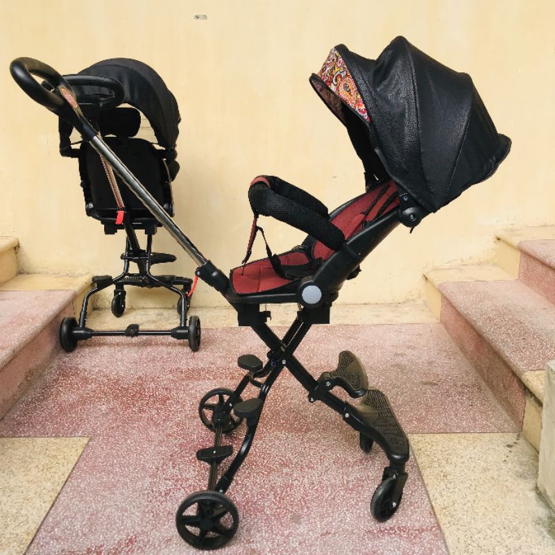 Xe đẩy gấp gọn / xe đẩy du lịch M8 xoay chiều, bánh xe xoay 360 có chế độ ngồi, nằm, ngả lưng tiện lợi