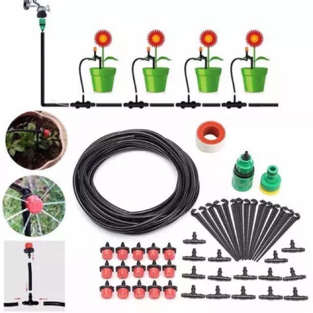 Bộ 20 đầu tưới nhỏ giọt 8 tia điểu chỉnh lưu lượng béc tưới gốc chậu cây vườn hoa cây cảnh vườn rau cho hệ thống tưới