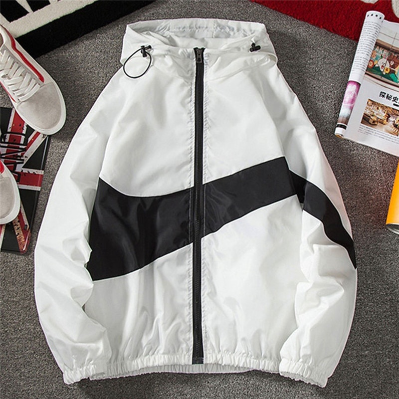 Mới Áo Khoác hoodie Mỏng Tay Dài Khóa Kéo Khối Màu Đen / Trắng / Xám Thời Trang Xuân Thu Cho Nam