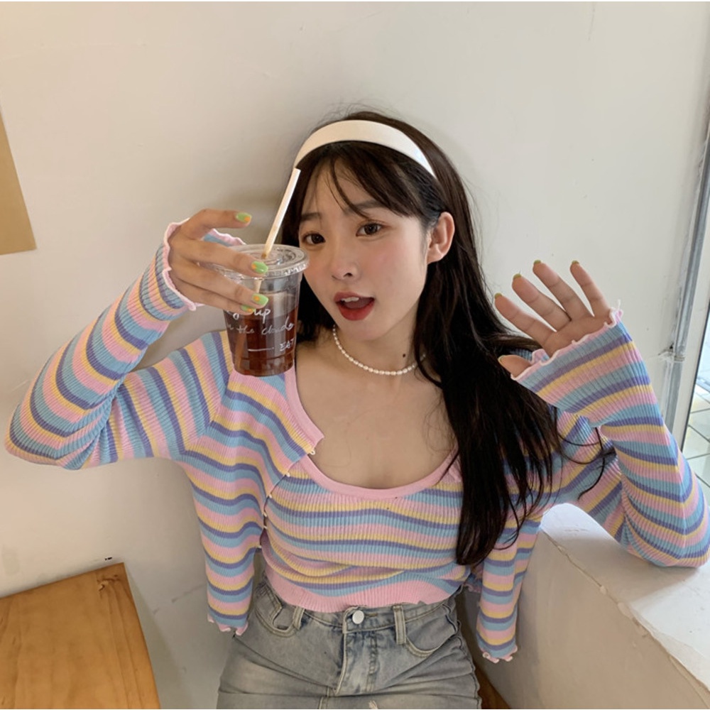 Set Áo Khoác Cardigan Tay Dài + Áo Hai Dây Dệt Kim Thời Trang