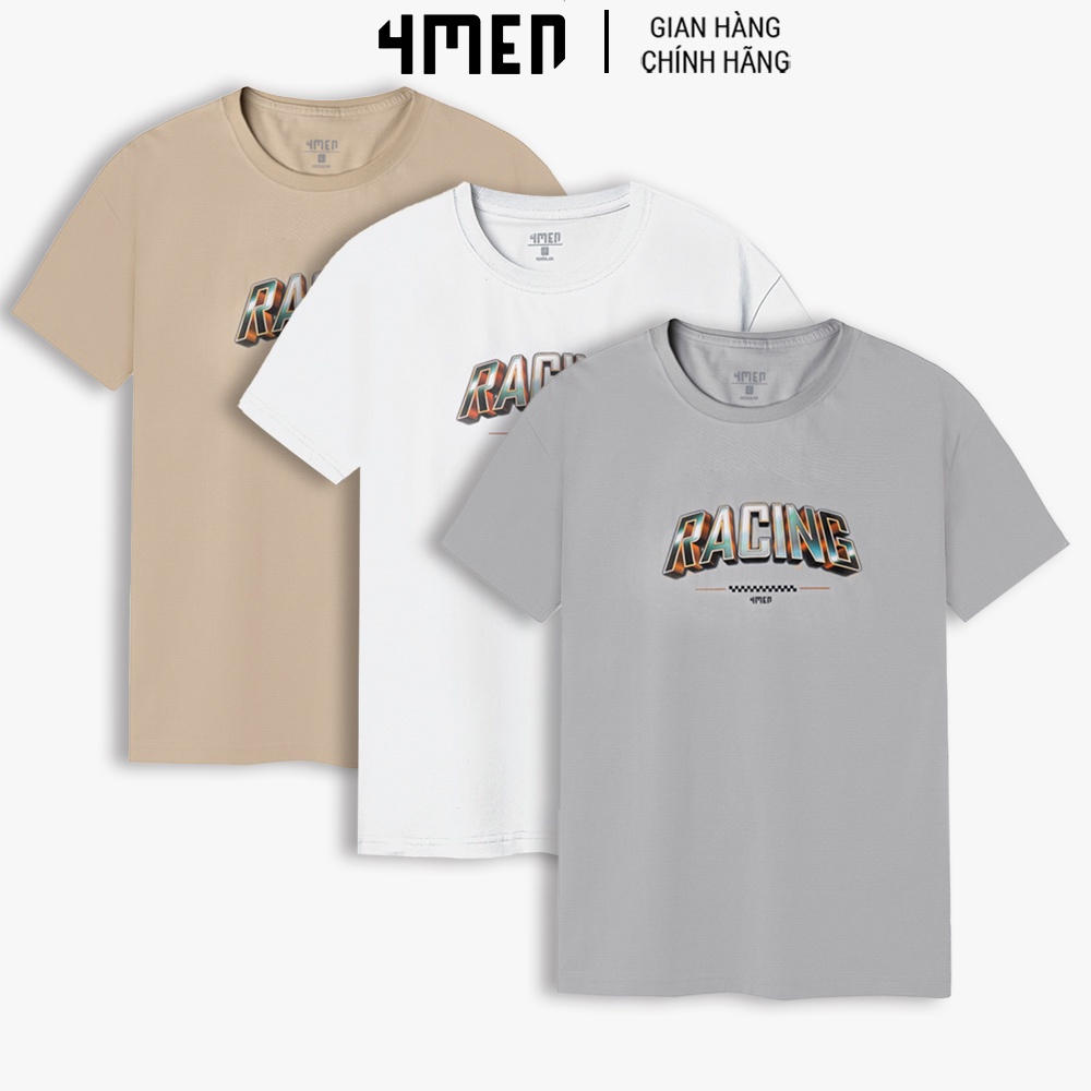 Áo Thun Nam 4MEN AT084 in Racing nhiều màu trẻ trung, thiết kế cổ tròn, tay ngắn basic, vải cotton mềm mại, thoáng mát