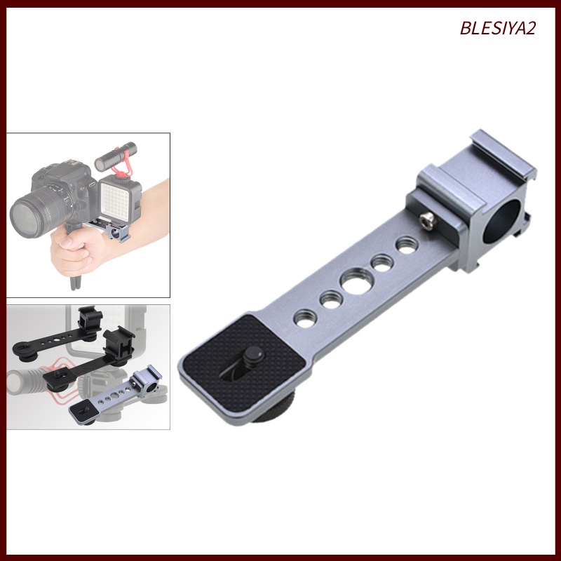 Triple Cold Shoe Mount Plate Microphone Stand Extension Bracket 110x30mm