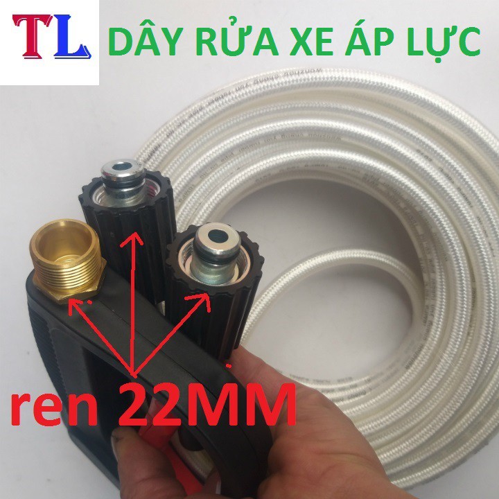 ỐNG DÂY RỬA XE ÁP LỰC CAO 10m 15m 20m 30m (lắp súng ren 22mm)