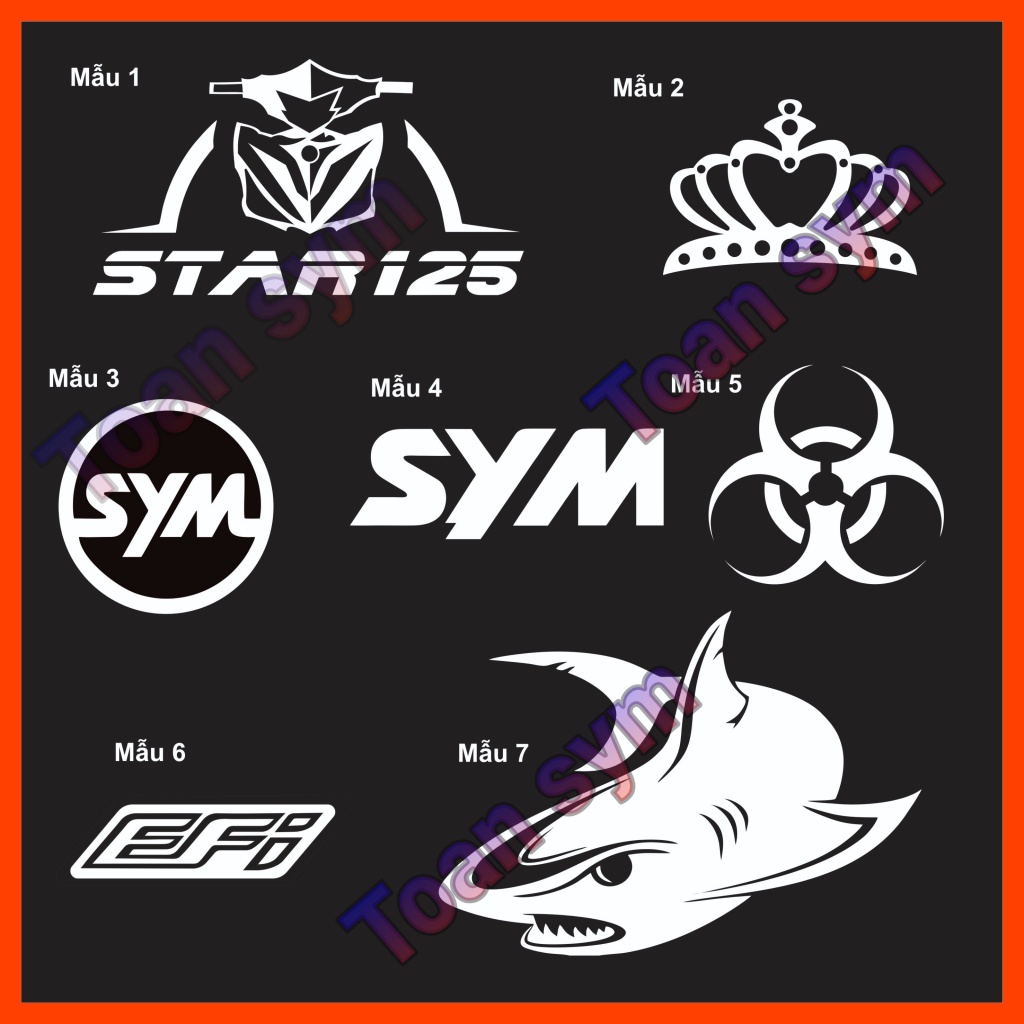 Tem sticker nhỏ dán xe máy nhiều mẫu (Logo STAR SR 125 đẹp)