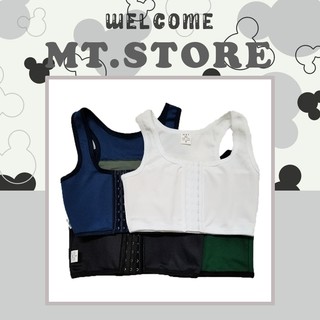 Áo lót nịt ngực ba lỗ ngắn gài trước - giữa áo cotton 3 nấc gài chuyên dụng có viền phong cách Tomboy,Transguy bó vòng 1