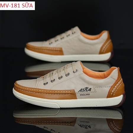 Giầy Nam da bò nappa nhập khẩu mã MV-181 màu sữa