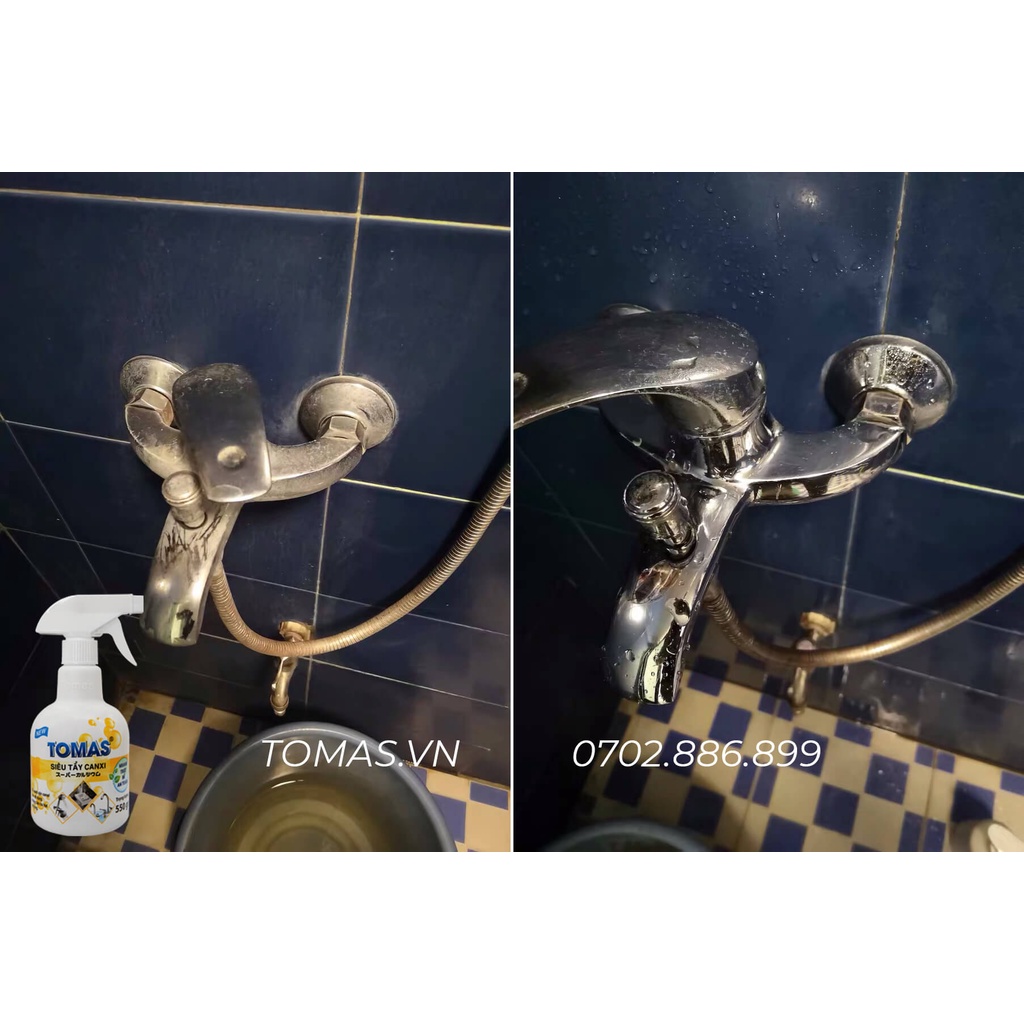 Nước Tẩy cặn canxi vòi inox, bệ sứ, tẩy thiết bị nhà tắm TOMAS Vàng 550g