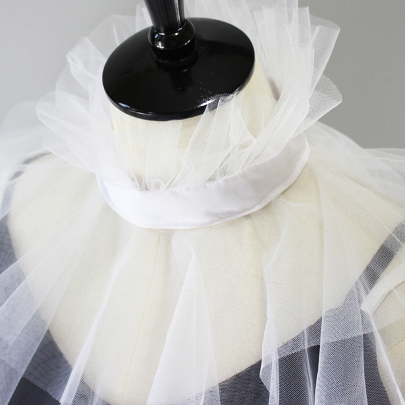 Khăn Choàng Cổ Đứng Vải Tuyn Đính Nút Giả Lưới Victorian Cho Nữ