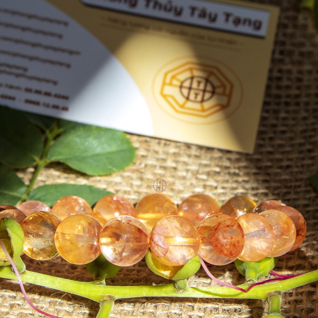 Vòng Tay Phong Thủy Đá Ưu Liinh Hoa Cam 7A [mệnh Hỏa Thổ] - Phong Thủy Tây Tạng