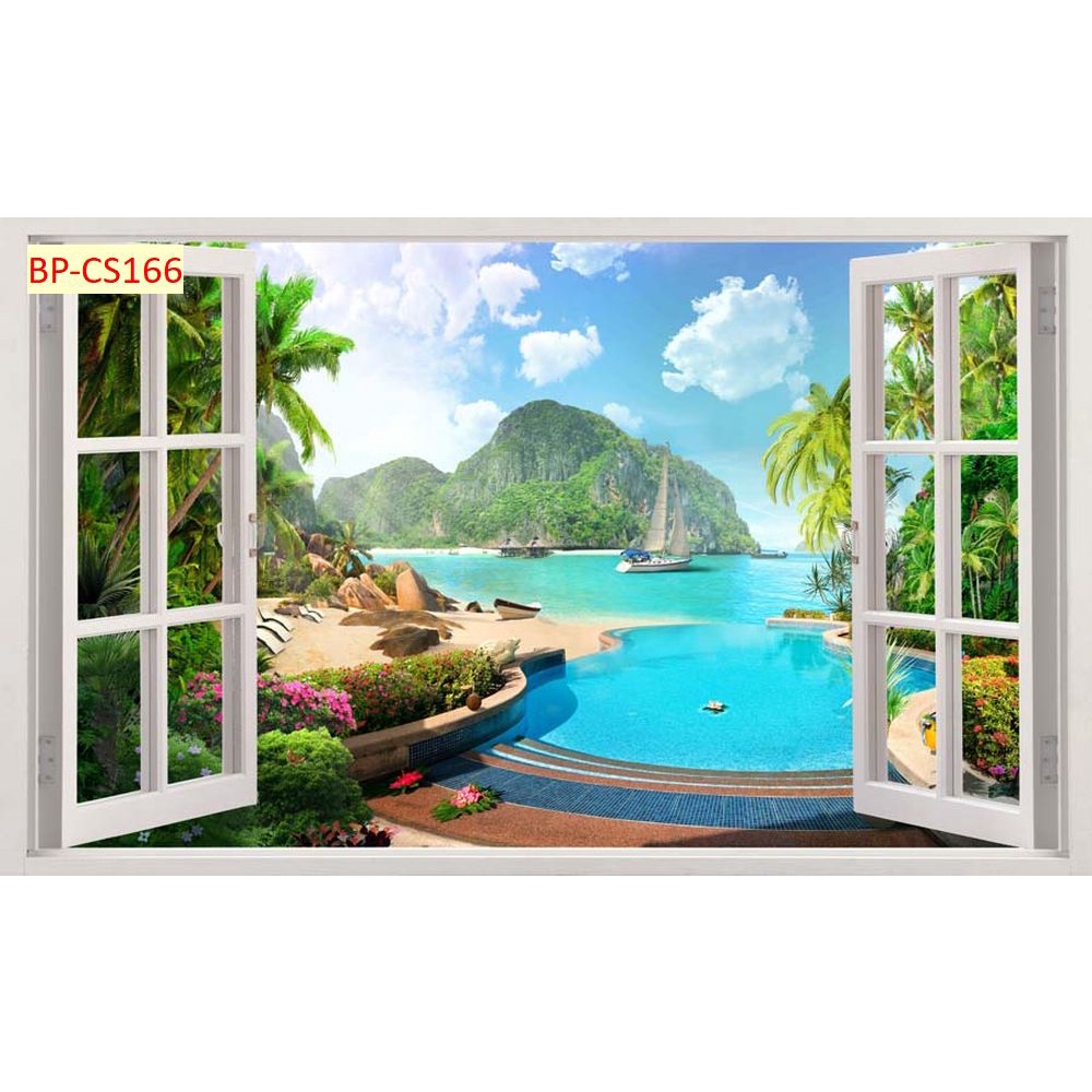 Tranh dán tường cửa sổ phong cảnh tươi mới được mua nhiều nhất
