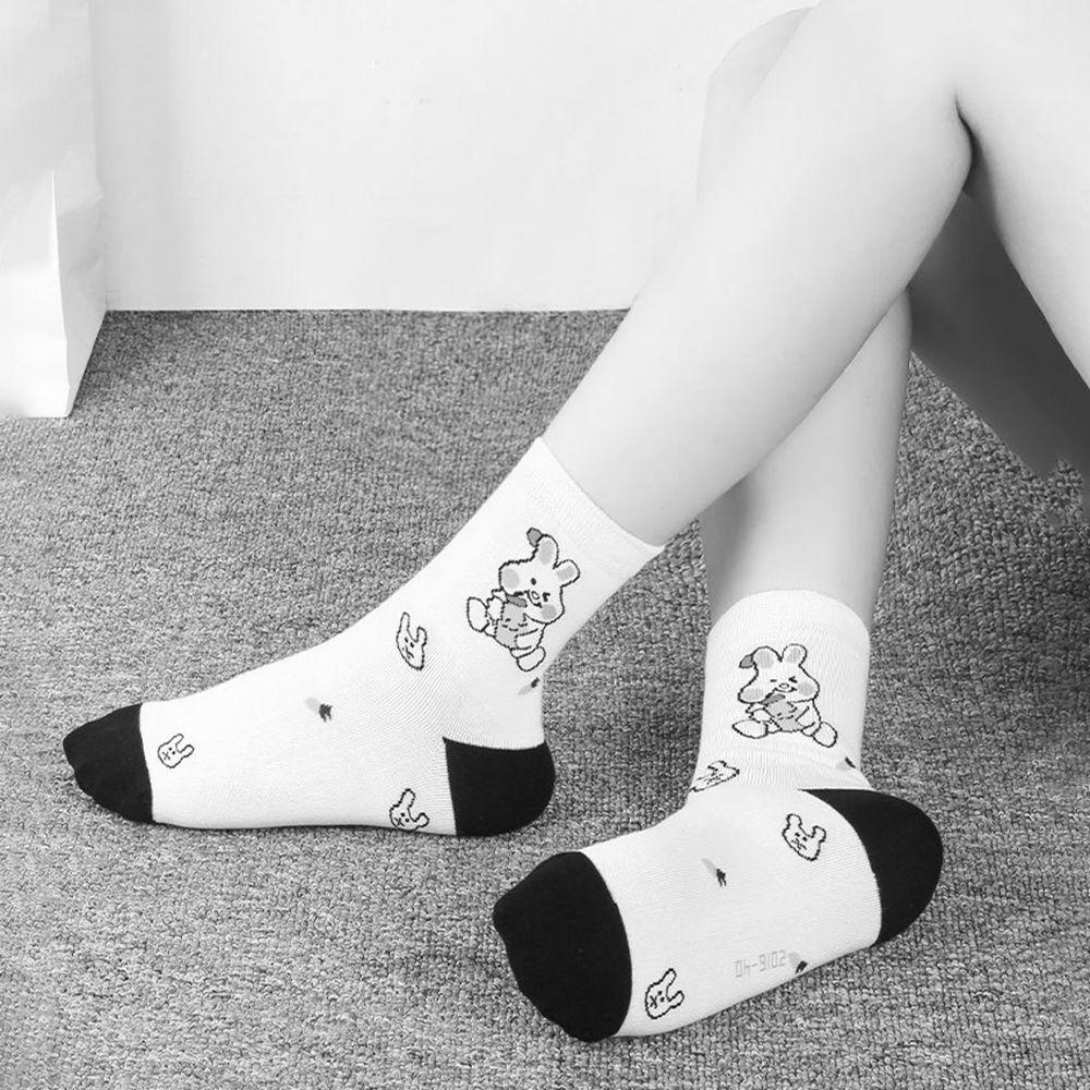 Vớ Cotton Mềm Mại In Họa Tiết Thỏ Hoạt Hình Đơn Giản Thời Trang Cho Nữ
