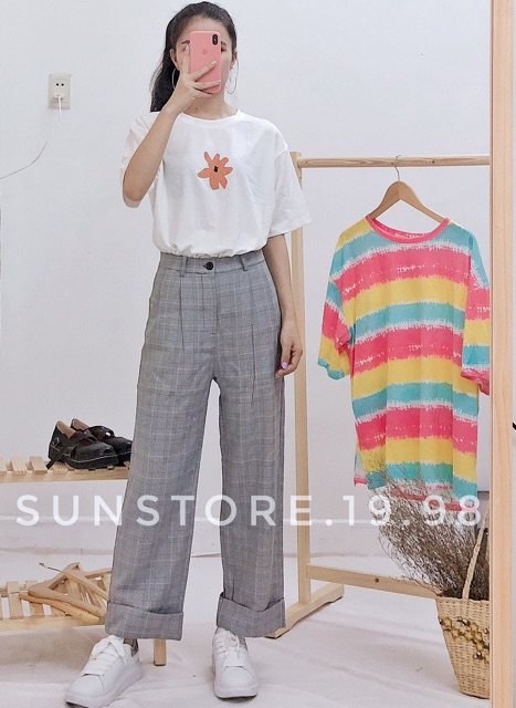 Quần caro màu xám unisex basic ulzzang | BigBuy360 - bigbuy360.vn