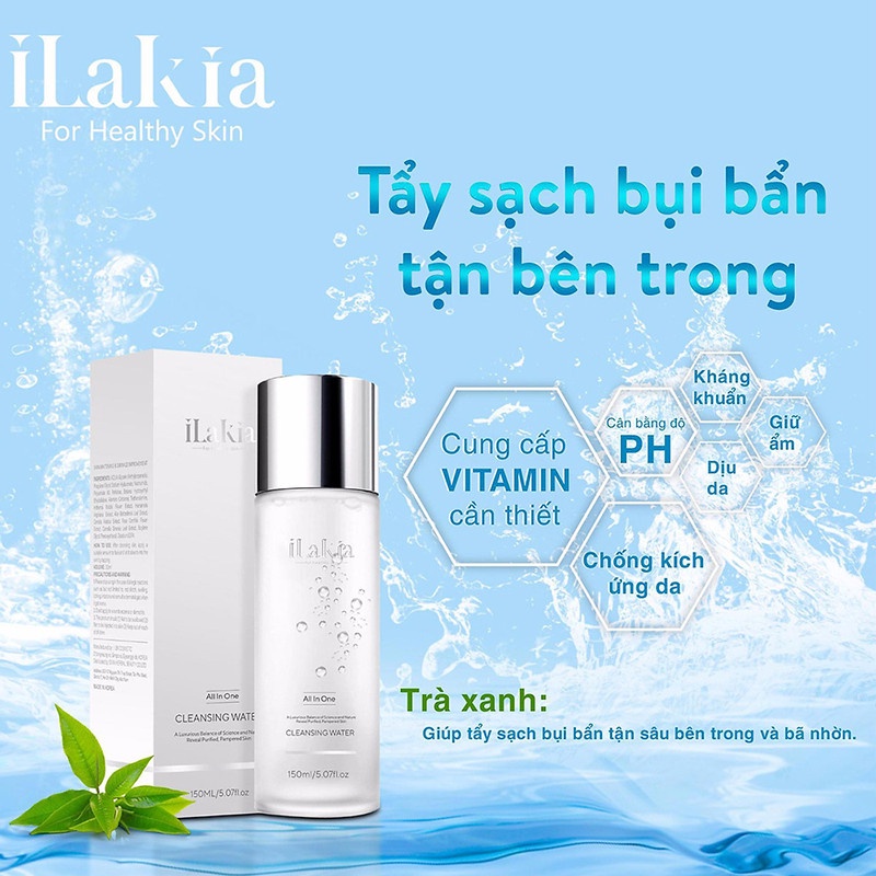 NƯỚC TẨY TRANG ILAKIA ESSENTIAL PURE CLEANSING WATER 4IN1 180ML CHÍNH HÃNG - 9125