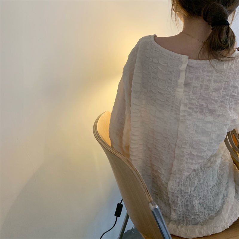 Áo kiểu tay phồng mỏng mềm mại thiết kế thanh lịch cho nữ