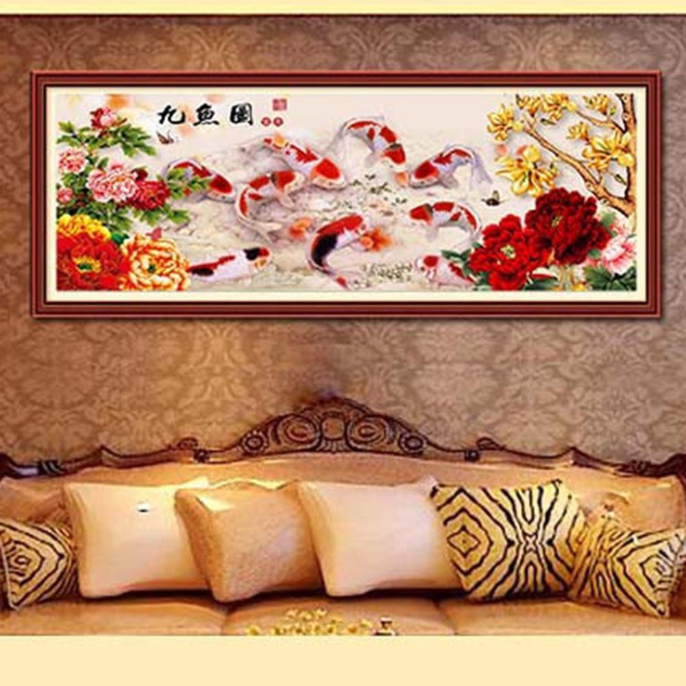 Tranh đính đá 5D tự làm hình cá chép và hoa mẫu đơn đẹp mắt trang nhã | BigBuy360 - bigbuy360.vn