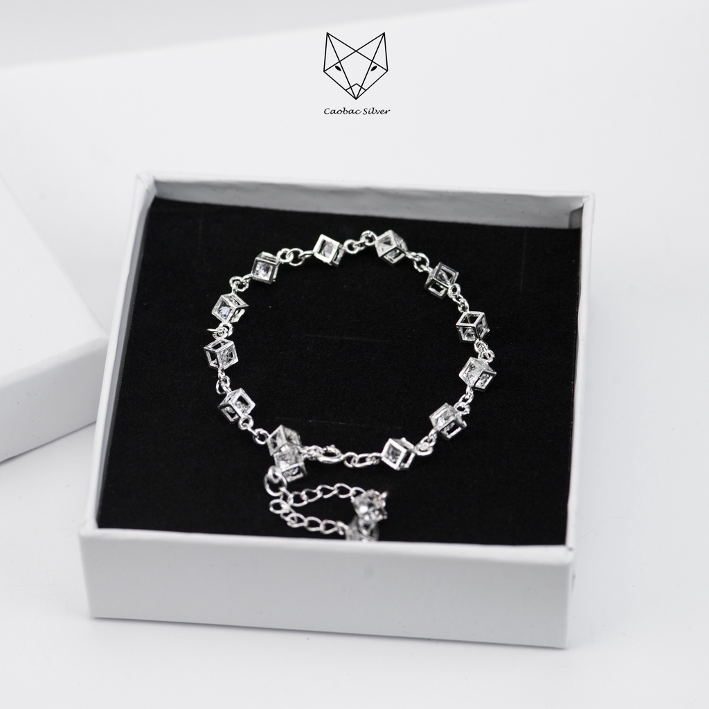 Lắc Tay Bạc Ta Cao Cấp CaoBac Silver Chuỗi Lập Phương Đính Đá Sang Trọng Cho Nữ