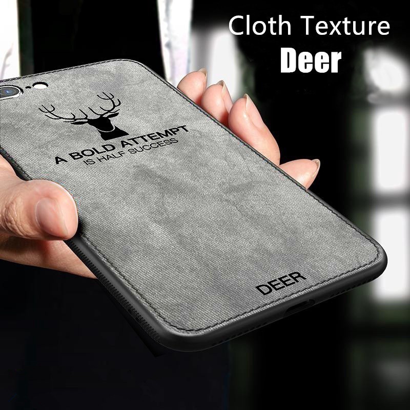 Ốp điện thoại TPU silicone dẻo phối da khắc họa tiết đầu hươu cá tính thích hợp cho iPhone XS Max XS XR X 6 6S 7 8