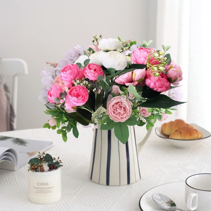 Bó Hoa Hồng Giả 4 Bông Bằng Lụa Trang Trí Nhà Cửa