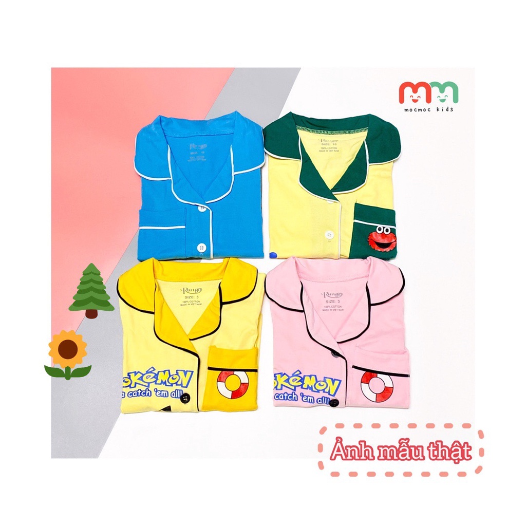 Đồ ngủ pijama bé trai bé gái dài tay thun cotton cao cấp mềm mịn mát cho bé 9kg đến 24kg