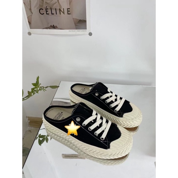 Giày Sục Thể Thao Thêu Chữ N Lửng Shop, sục bata đạp gót cao 3 phân Fom rộng