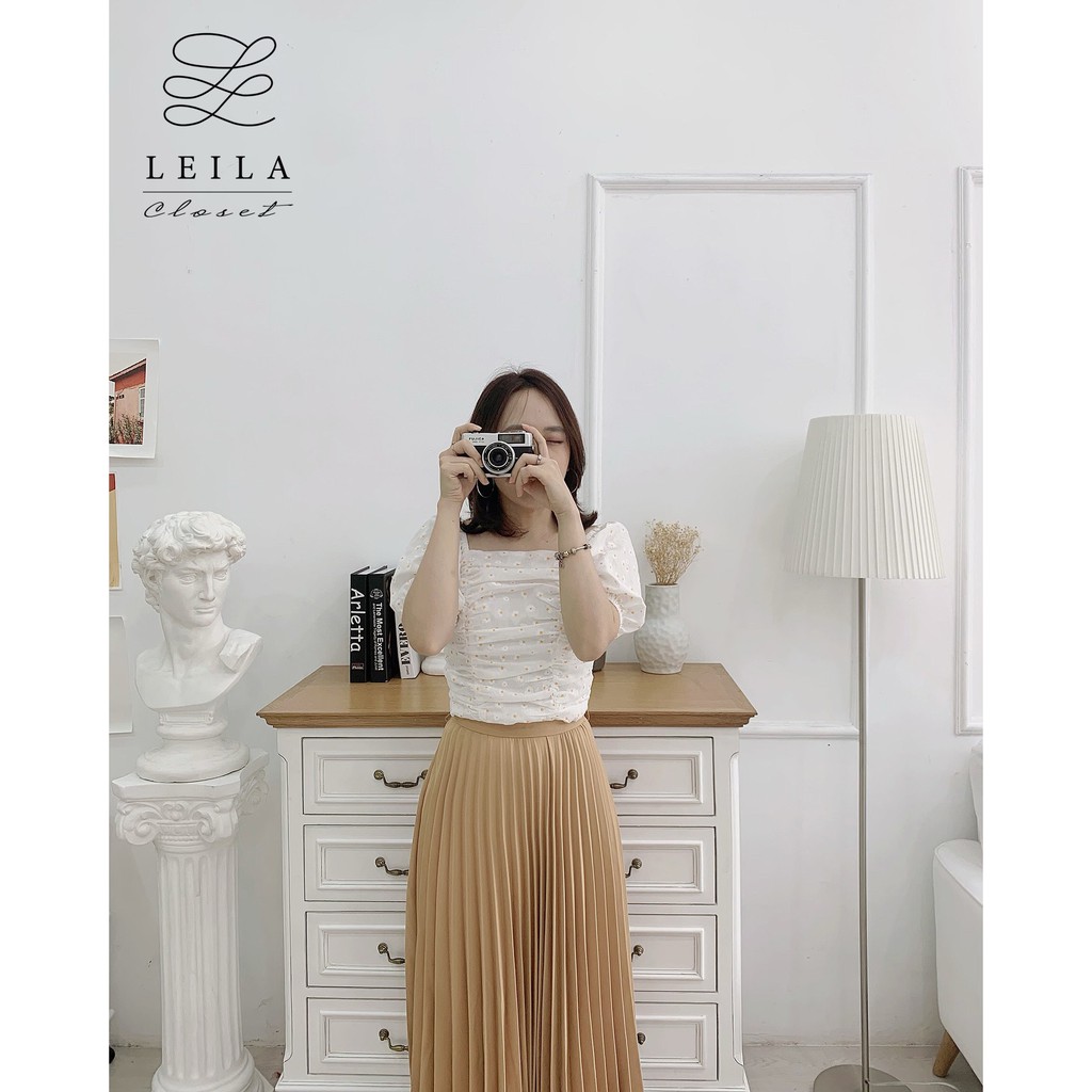 Chân váy midi dập ly Leila Closet. | BigBuy360 - bigbuy360.vn