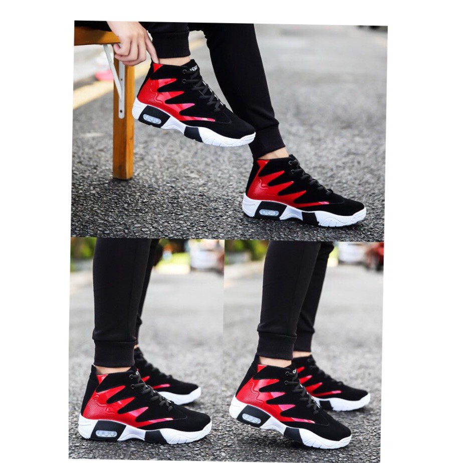 Giày nam cổ cao - giày cổ cao đệm khí thời trang 2 màu 4 vạch | BigBuy360 - bigbuy360.vn