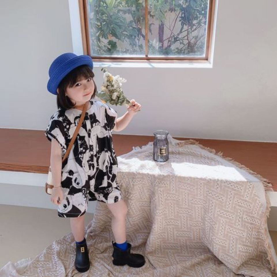 Hàng Có Sẵn Trang Phục Jumpsuit Dáng Rộng Họa Tiết Gấu Trúc Hàn Quốc Nhật Bản Hàn Quốc Thời Trang Mùa Hè Dành Cho Bé Gái 21 Tuổi