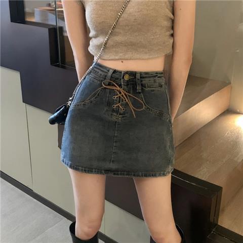 COZOKC COZOK Quần jean giả váy COZOK dáng ôm buộc dây dễ phối đồ kiểu dáng thời trang