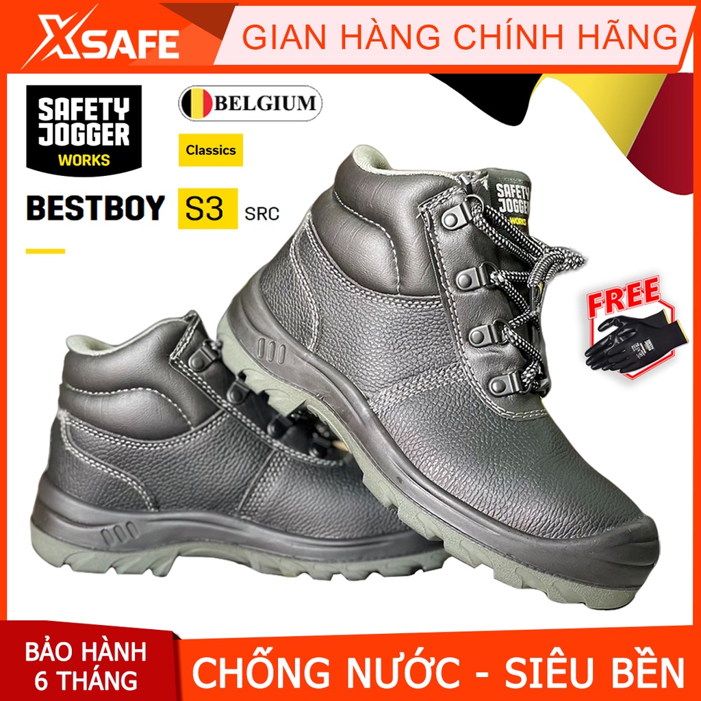 Giày bảo hộ lao động nam Jogger Bestboy S3 cổ cao da bò, chống đinh/ nước/ trượt Giày công trình dáng thể thao - XSAFE