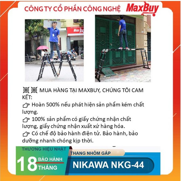 [Hỏa tốc HN] Thang Nhôm Gấp/ thang gấp khúc  đa năng 4 Bậc 4 Đoạn Nikawa NKG-44 nhập khẩu Nhật Bản, bảo hành chính hãng