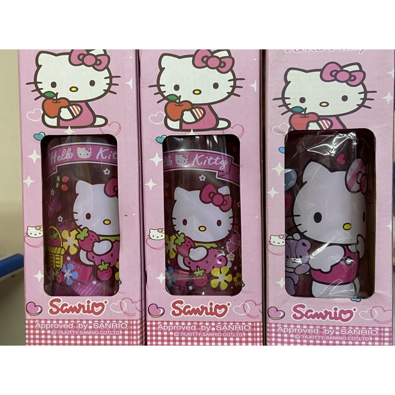 Chai nước nhựa cứng Hello Kitty hồng siêu dễ thương 450ml cho bé đi học