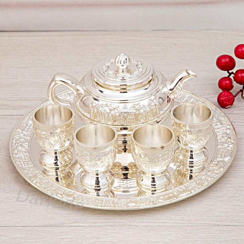 Bộ 6 Chai Rượu Hình Con Voi Bằng Kim Loại Theo Phong Cách Vintage Châu Âu