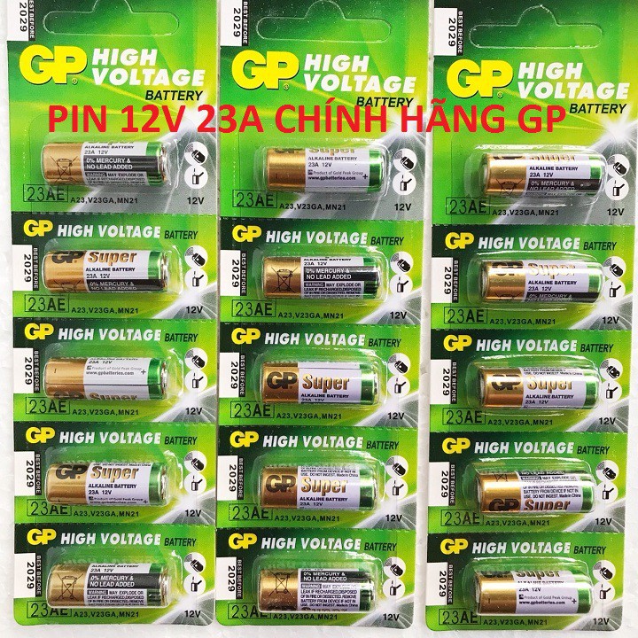 Pin 12V 23A 27A hãng GP dùng cho chuông cửa, điều khiển cửa cuốn, thiết bị chống trộm