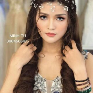 Vòng lá ngọc trai đội đầu
