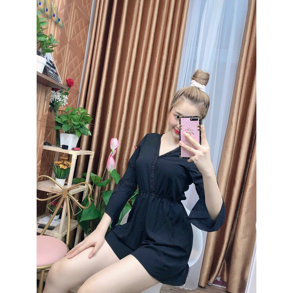 Jum cổ tim tay lỡ phối ren thời trang