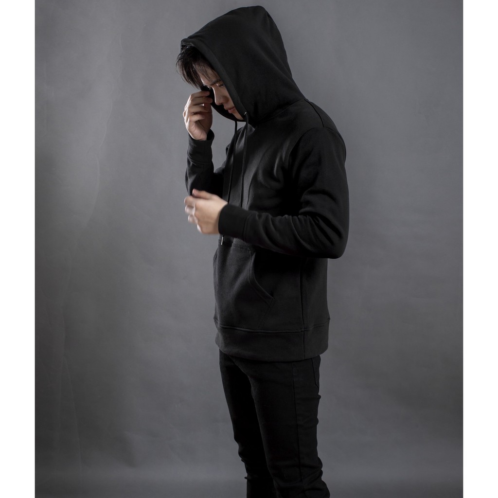 Áo hoodie unisex form rộng trơn dài tay LADOS - 9045 với chất thun nỉ mềm mịn - Áo hoodie thun nỉ có nón và túi trước