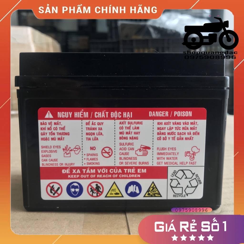 Ắc quy khô miễn bảo dưỡng Đồng Nai PTZ5L (12V - 4Ah) dành cho xe máy