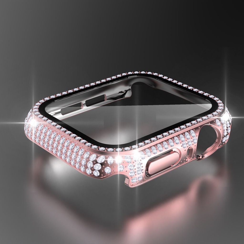 Ốp mặt đồng hồ + miếng bảo vệ màn hình cho Apple Watch Iwatch dòng 6 5 4 3 2 1 38mm 40mm 42mm 44mm