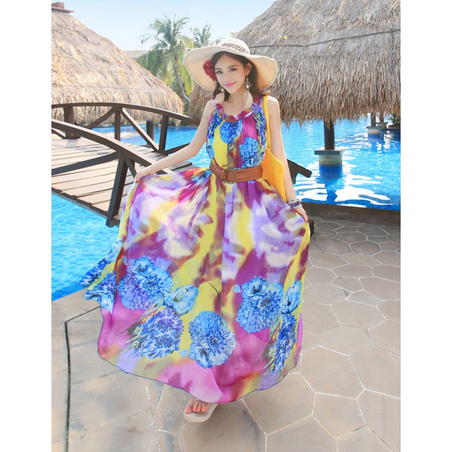 [GIÁ SỐC] ĐẦM MAXI HOA TRẺ TRUNG D037