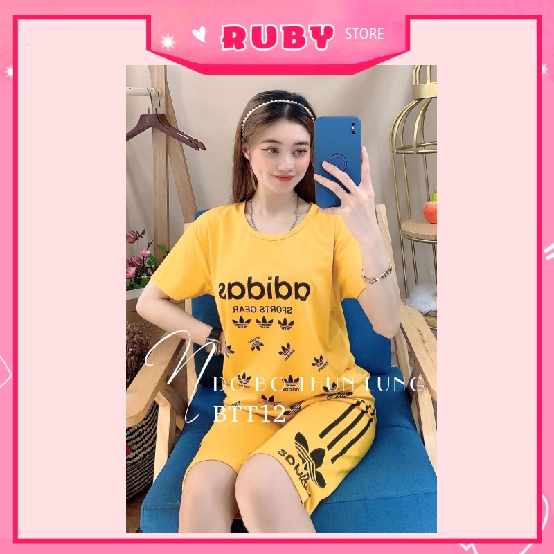 Đồ bộ nữ mặc nhà kiểu dáng thể thao Free Size Dưới 47KG chất thun mềm mịn ❤ Rubystorevn