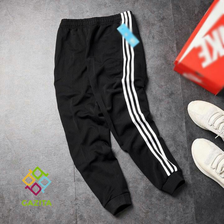 QUẦN THỂ THAO NAM DÀI 3 SỌC TRẮNG ỐNG BÓ JOGGER