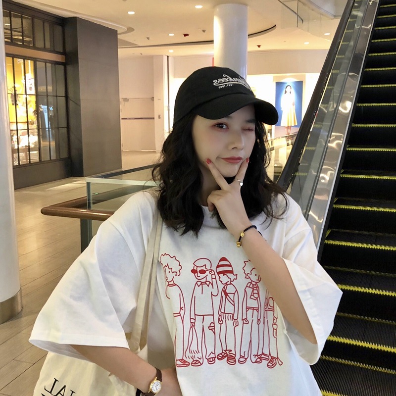 Short-sleeved T-shirt women loose Korean style all-match student tops fashion 2021 summer new style tees