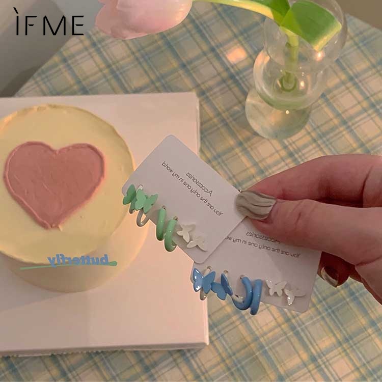 IF ME Bộ 3 Đôi Bông Tai Hình Bướm Dễ Thương Cho Nữ