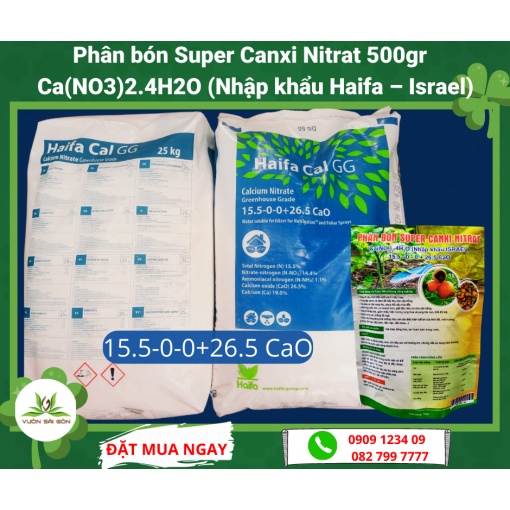 Phân bón Super Canxi Nitrat 500gr – Ca2.4H2O